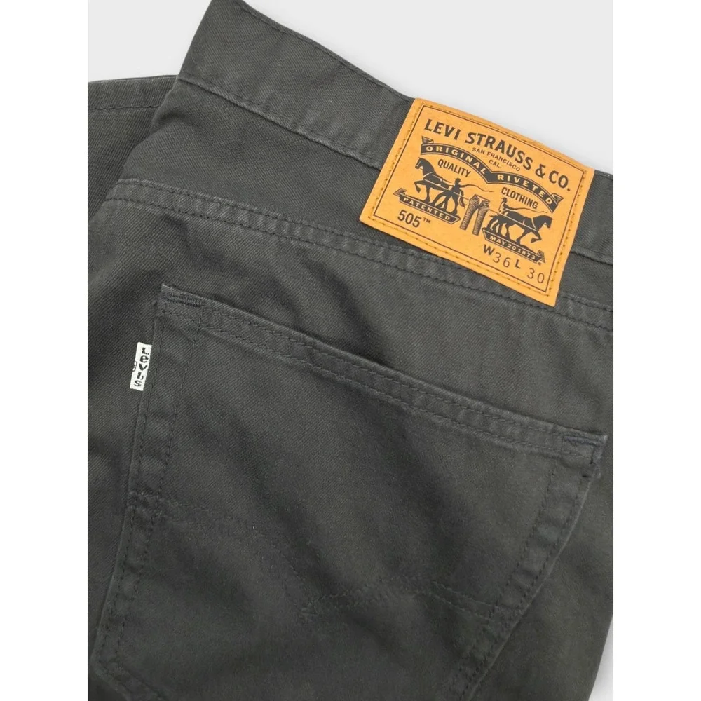 Levi's 505 Regular Fit Jeans Mens 36x30 Gray Straight Leg Denim Pants Zip Casual